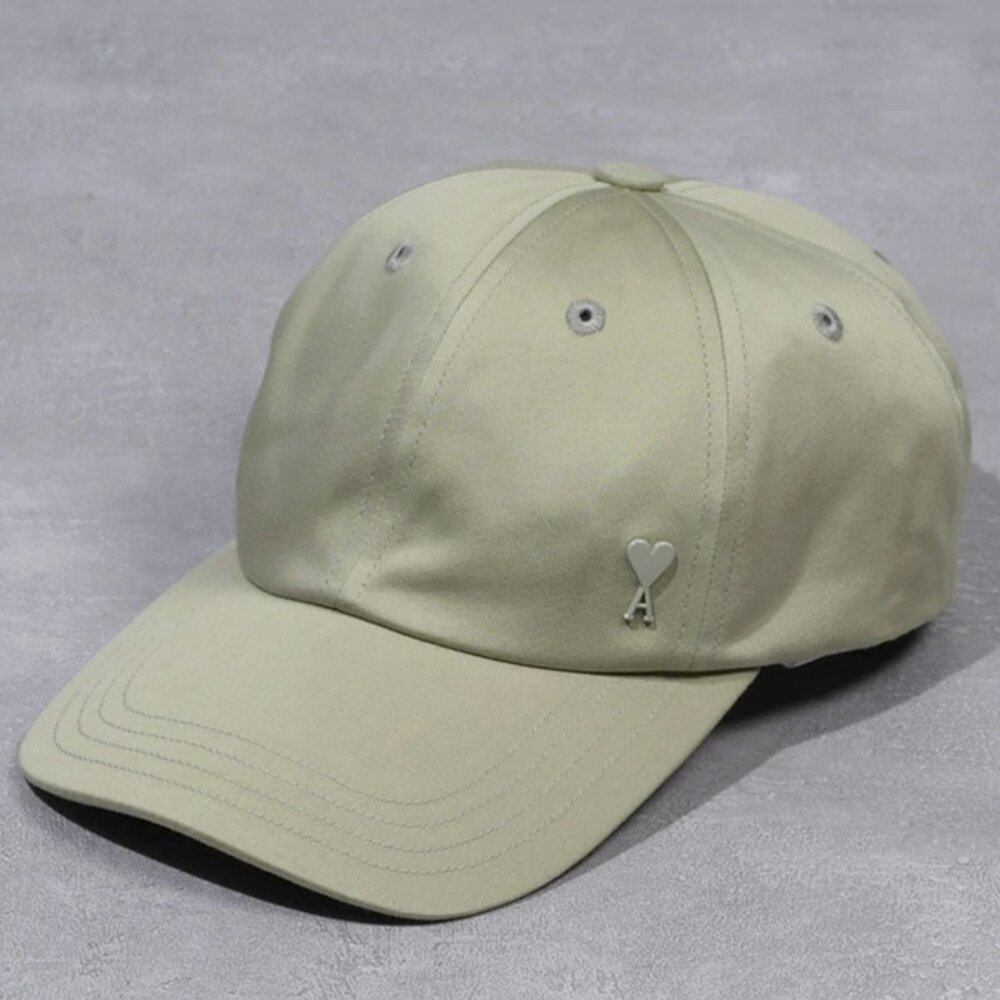 AMI PARIS AMI DE COEUR BASEBALL CAP IN SAGE GREEN